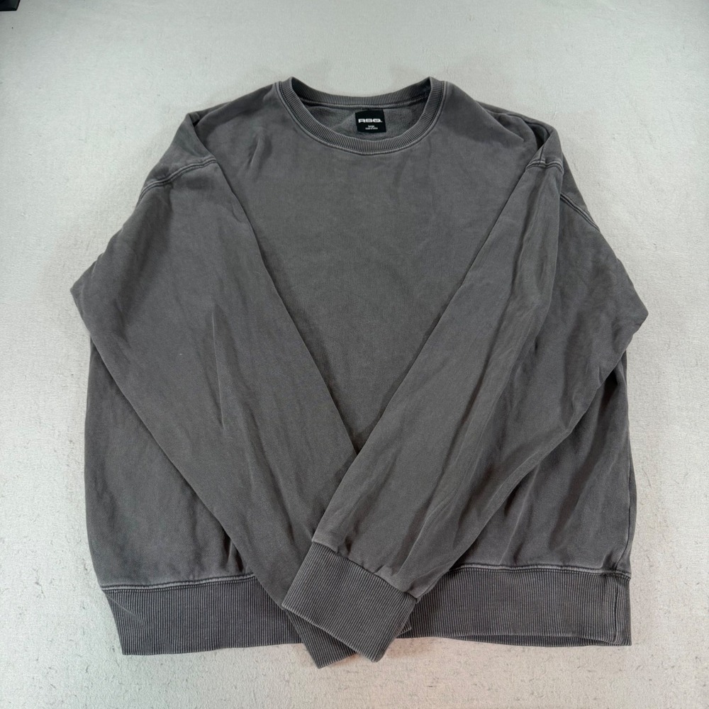 RSQ Washed Charcoal Crewneck Sweatshirt Mens Large 100% Cotton